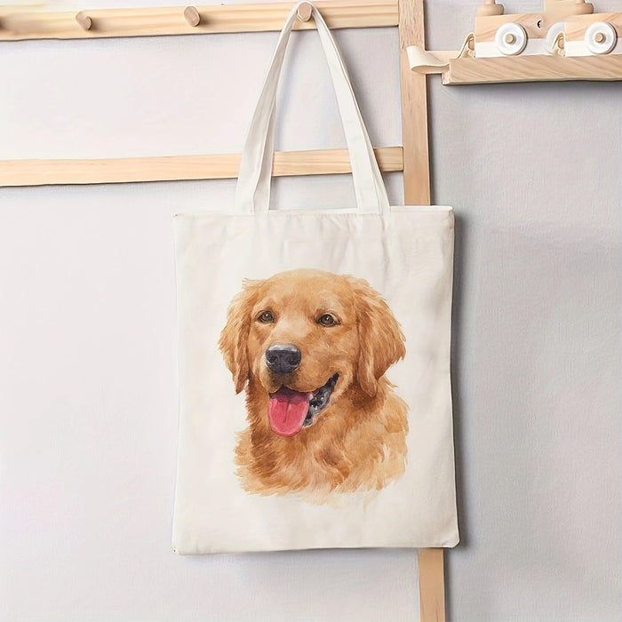 Oil Painting Dog Canvas Tote Bag