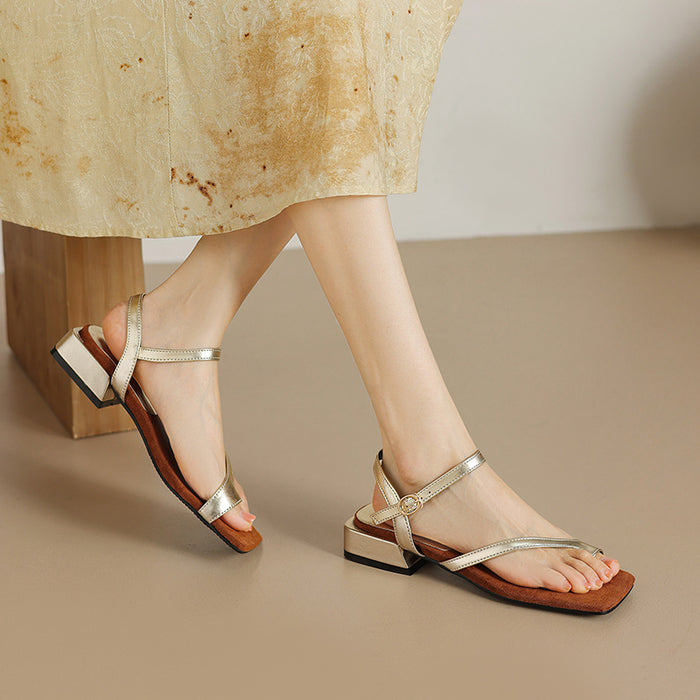 Low-heeled Open-toe Square-toe Breathable Beach Sandals
