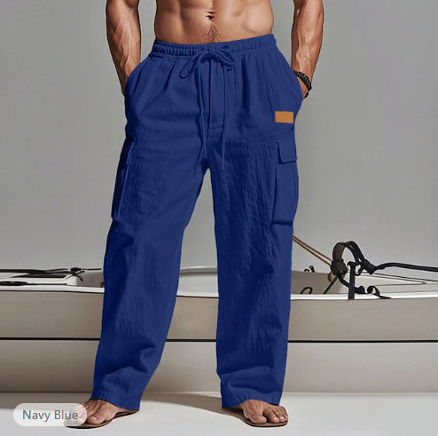 American-style Mens Cotton-linen Four-season Thin Breathable Workwear With Multiple Pockets