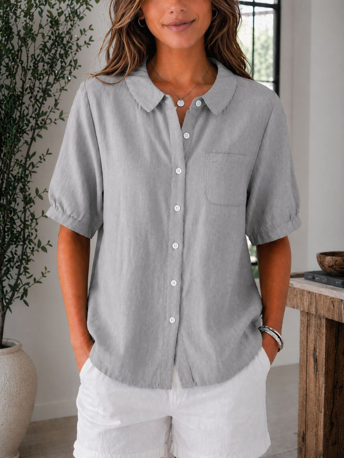 Womens Solid-color Loose-fit Casual Work Top