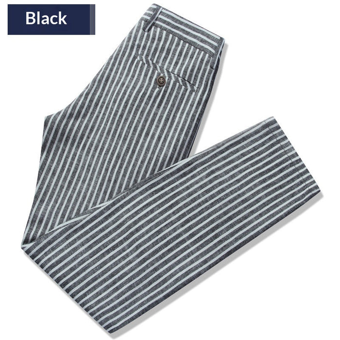 Business Cotton And Linen Striped Pants For Men