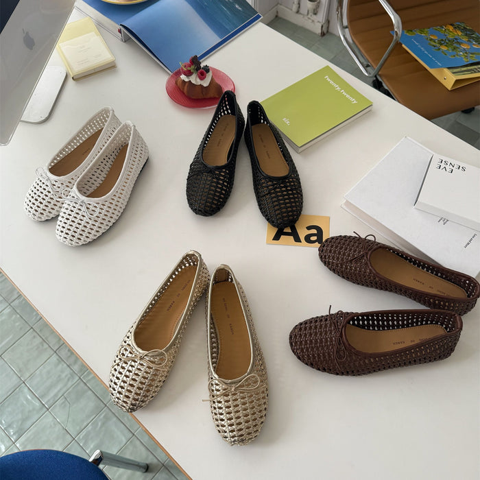 Breathable Woven Hollow-out Flat Shoes For Women