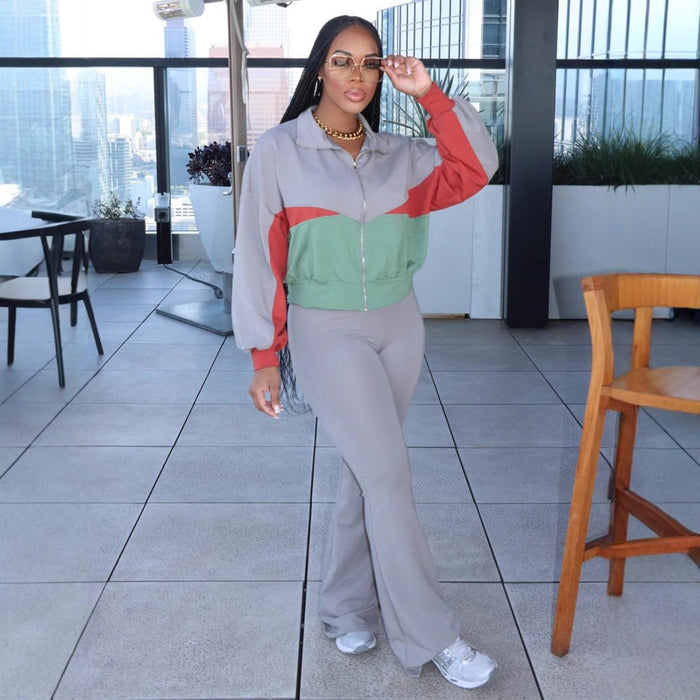 Womens Long-Sleeve Zip-Up Two-Piece Jacket