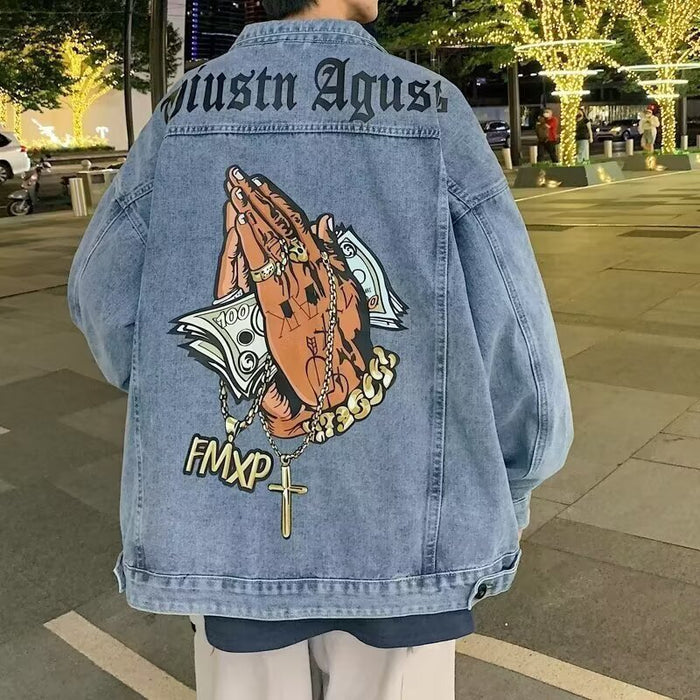 European And American High-street Washed Denim Jacket For Men Autumn Season