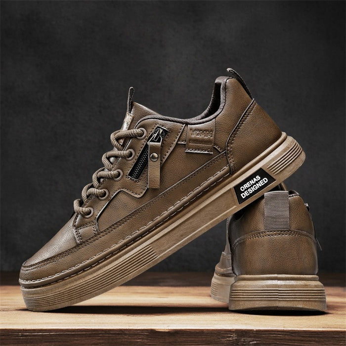 Casual Breathable Solid-color Trendy Lace-up Round-toe Sneakers
