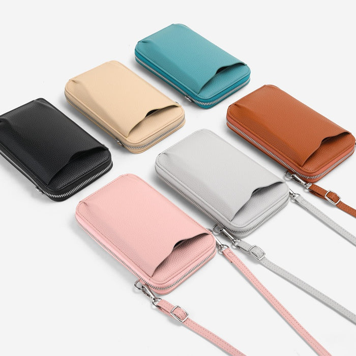New-style Lychee-pattern Vertical Zip-around Phone Bag