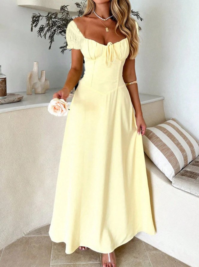 Womens Solid Color Fashionable Bandage Style Loose Dress