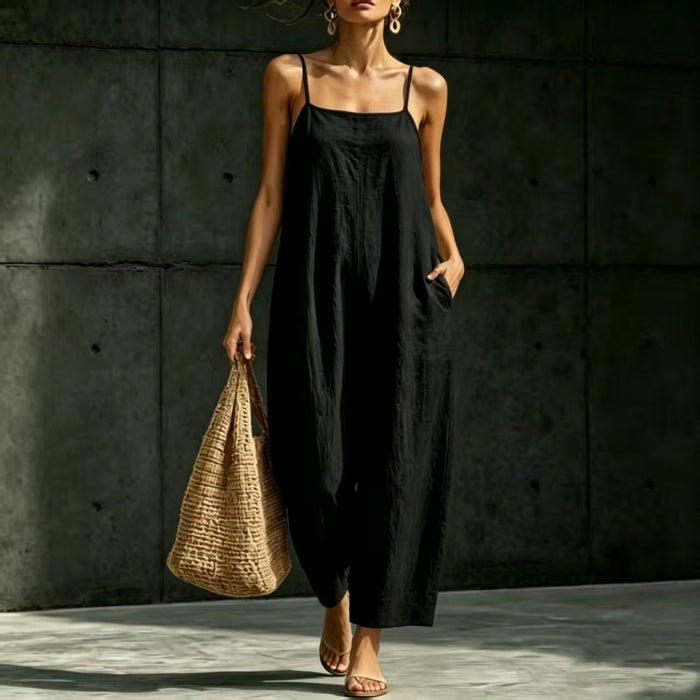 Springsummer Strap Jumpsuit Loose-fit Simple And Elegant Sleeveless