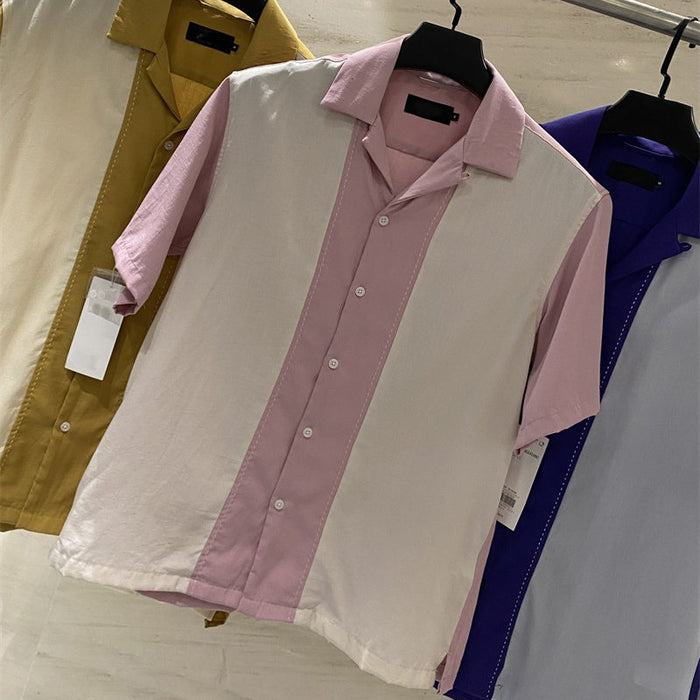 Loose Men's Lapel Shirt Short Sleeve