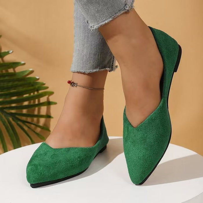 Suede Flat Large-size Womens Shoes European And American Style Pointed-toe Flat Sole