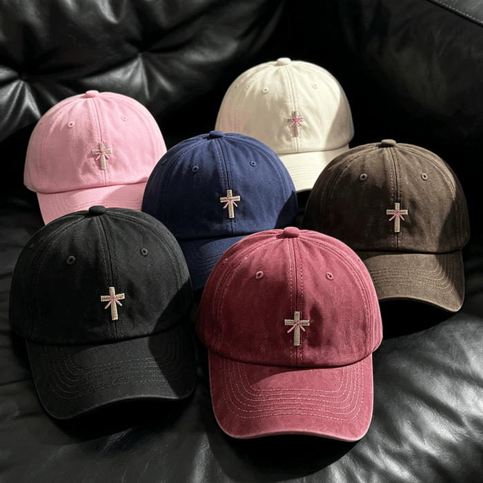 Religious Christian Cross Bow Embroidery Vintage Casual Unisex Baseball Dad Hat