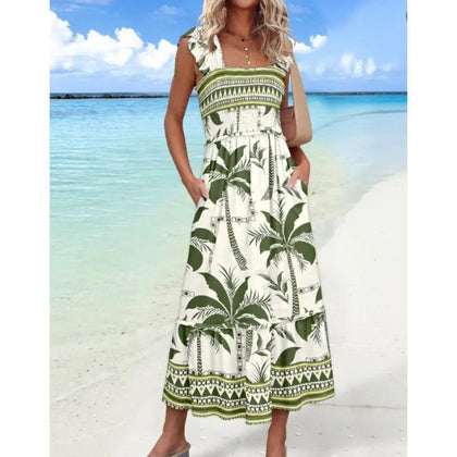 Tube-top Printed Summer Dress In A Vacation Style