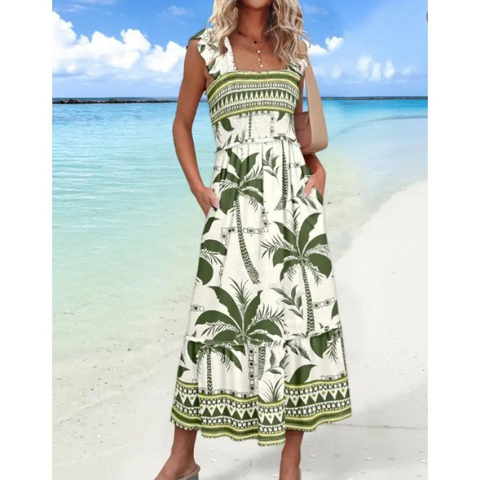 Tube-top Printed Summer Dress In A Vacation Style