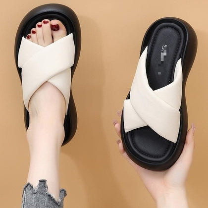 Soft-soled Slide Sandals For Outdoor Wear In Summer