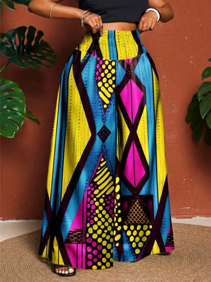 Plus-size Fashionable Printed Casual Pants For Women Outerwear Style With A Waistband