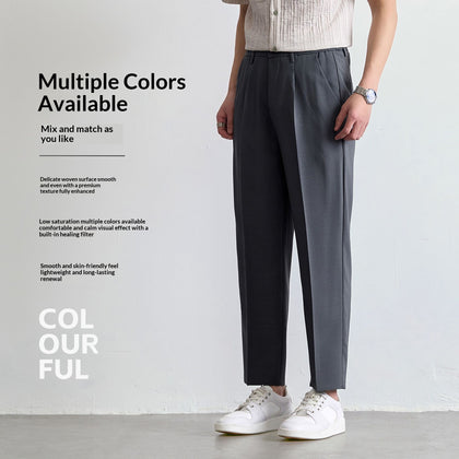 Mens Cropped Relaxed-fit Straight-leg Dress Pants With A Sleek Drapey Feel