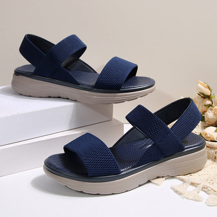 Platform Flat Peep-toe Elastic Strap Large-size Sandals For Women