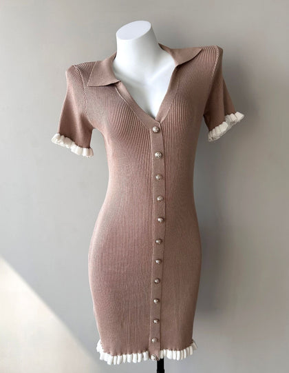 Womens French-style High-waisted Cropped Slim-fit Dress