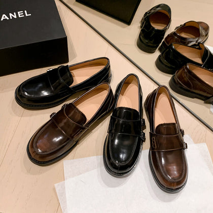 Retro Distressed Brown Round-toe Leather Shoes