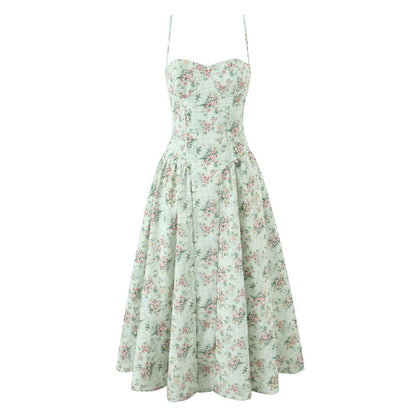 Square-neck  Structured Underwire Waist-cinching Pleated Dress