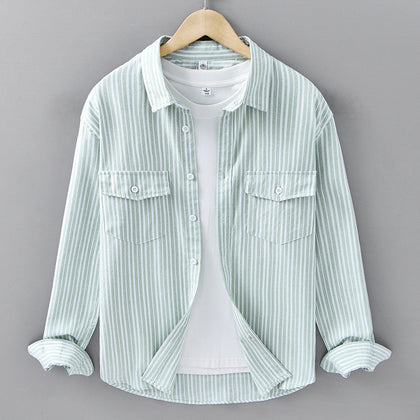 Mens Striped Long-Sleeve Casual Shirt