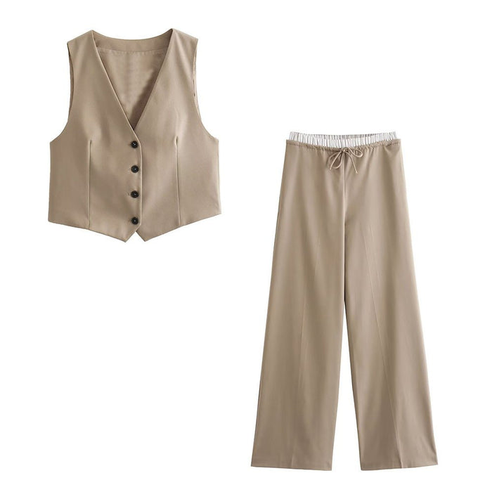 Two Sleeveless Tank Tops Sophisticated Casual Trousers