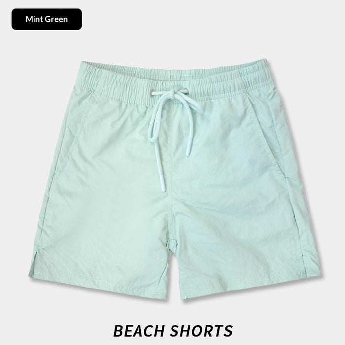 Solid-color Casual Breathable Quick-drying Straight-leg Mens Beach Shorts