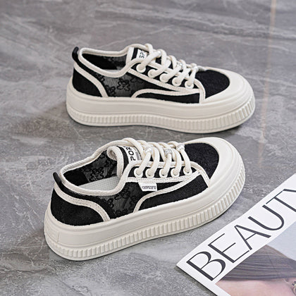 Platform Height-increasing Lace-up Casual Shoes For Students  New Style Sneakers
