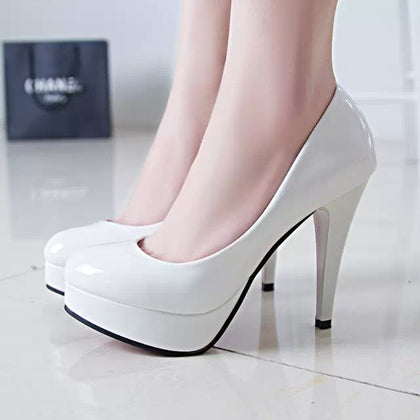 Patent Leather Round-toe Slip-on Stiletto Womens Pumps