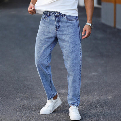 New Mens Light Blue Tapered Jeans