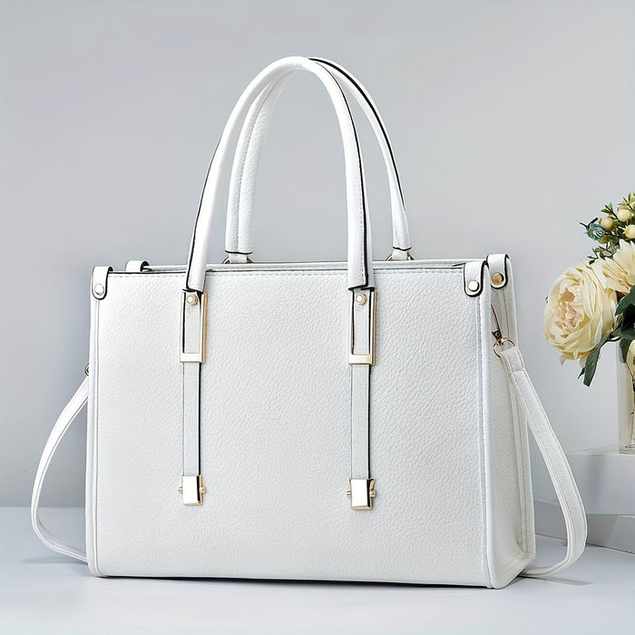 Elegant And Fashionable Lady's Tote Handbag, Large Capacity, Solid Color Wallet, Multifunctional Shoulder Bag