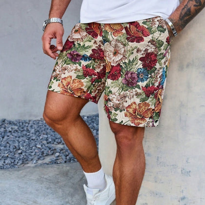 Floral Print Shorts In Oil-Painting Style
