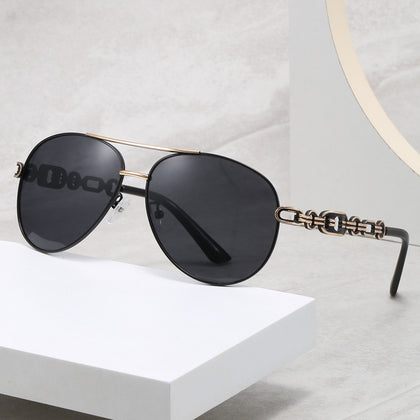 New Polarized Two-tone Plated Fashionable Hollow Out UV Protective Sunglasses