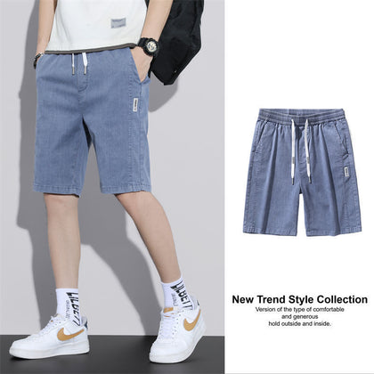 Mens Slim-fit Casual Shorts Relaxed-fit Mid-length Pants