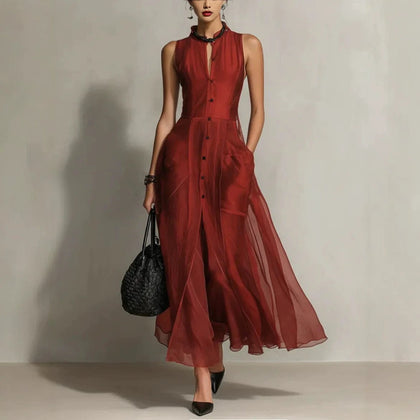 Elegant Solid-color Loose-fitting Minimalist Casual Dress