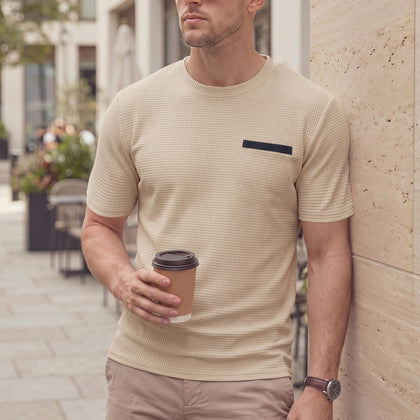 Waffle-Weave Mens Short-Sleeve Crew-Neck T-Shirt