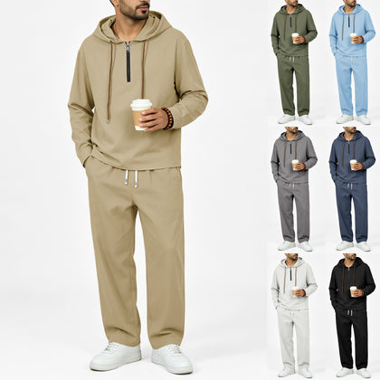 Mens Hooded Long-Sleeve Sweatshirt And Pants Set