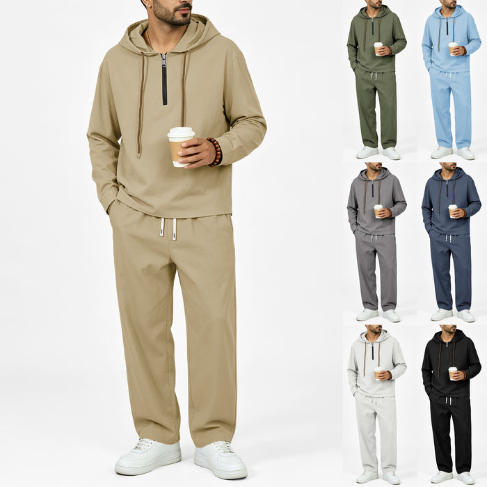 Mens Hooded Long-Sleeve Sweatshirt And Pants Set