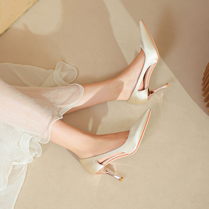 Pointed-toe Solid-color High Heels For Women, Stiletto Heels, New Hollow-out Low-cut Design
