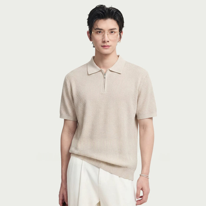 Waffle-knit Business-casual Short-sleeve Summer