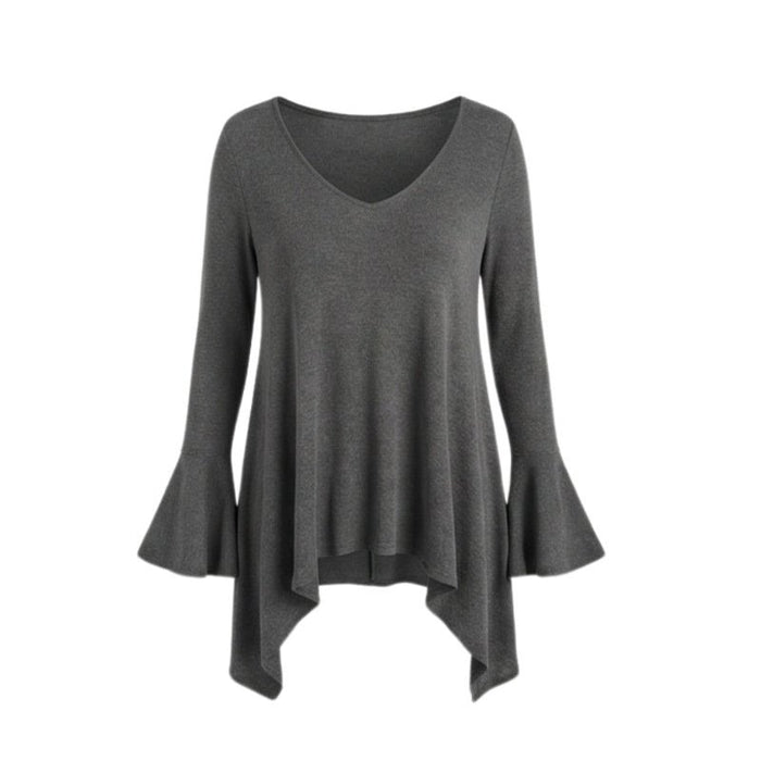 Womens Top With An Irregular Hem And Cuffs