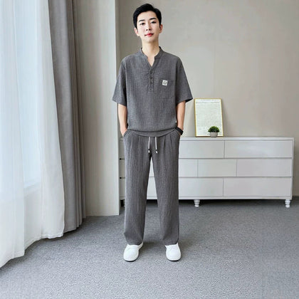Mens Summer Lightweight Traditional ChineseStyle New Chinesetyle Set