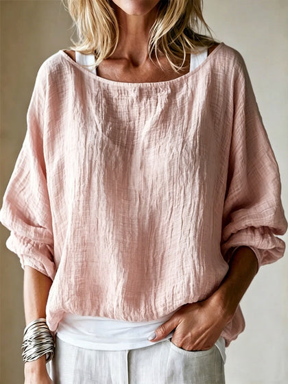 Womens Loose-fit Off-shoulder Top With Batwing Sleeves