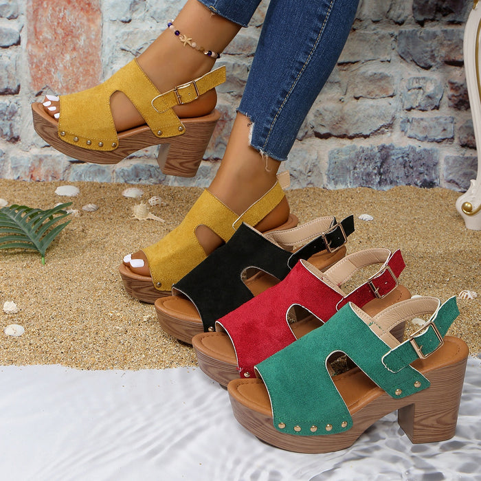 Plus-size Chunky-heel High-heeled Sandals For Women Versatile And Comfortable